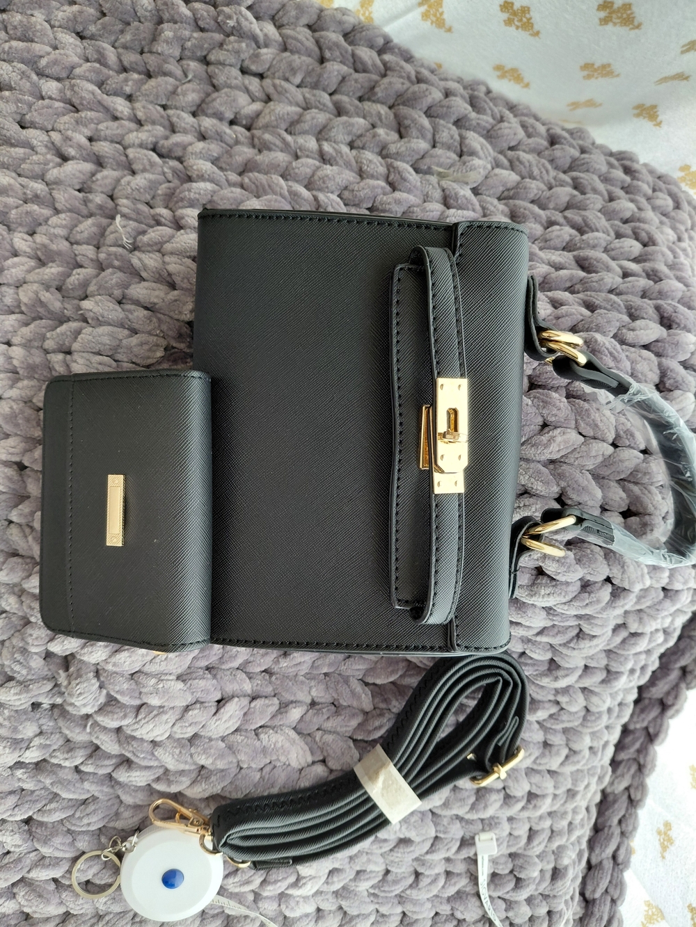 Classic Black Women's Crossbody Bag with Gold Hardware